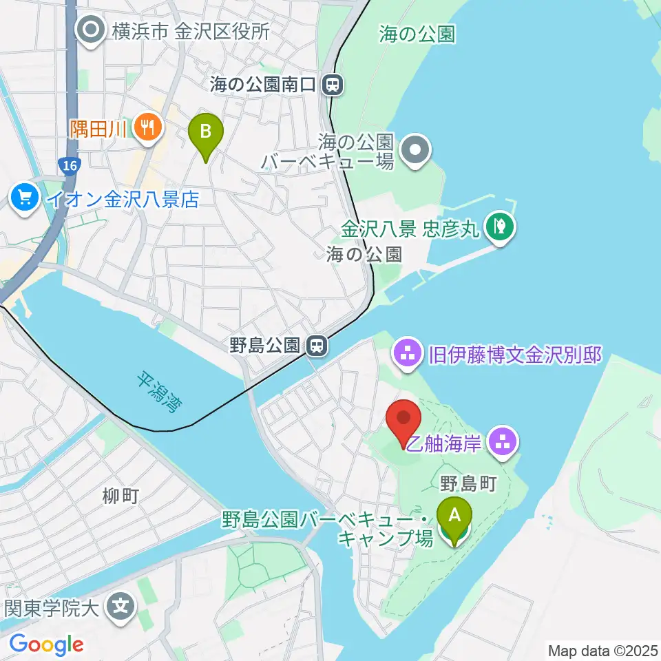 野島公園野球場周辺のホテル一覧地図