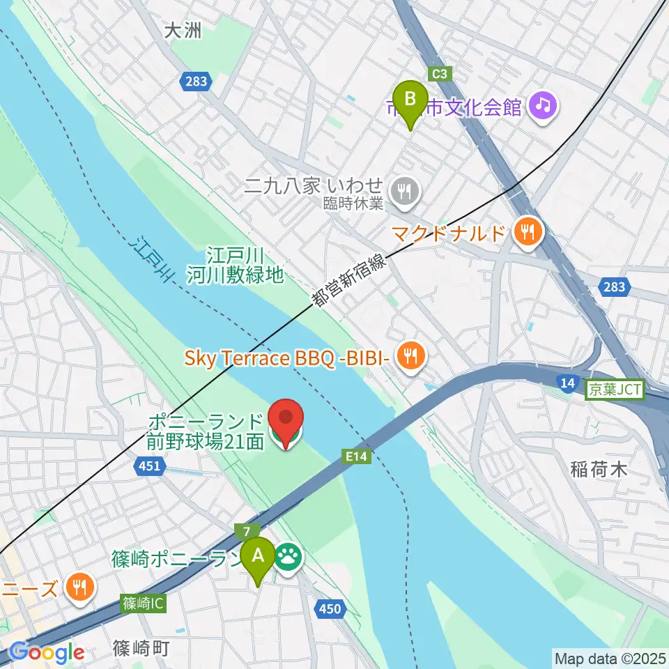 ポニーランド前野球場周辺のホテル一覧地図