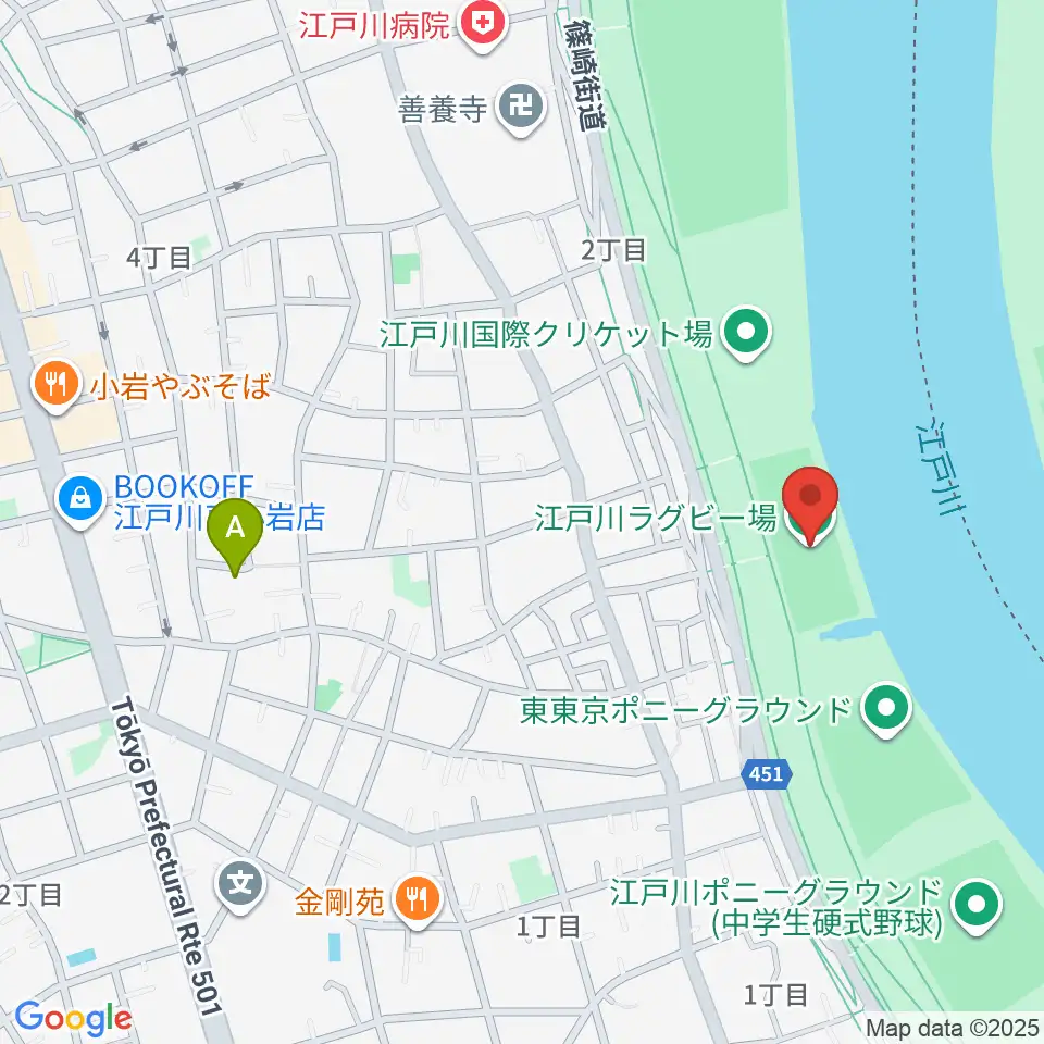 江戸川ラグビー場周辺のホテル一覧地図