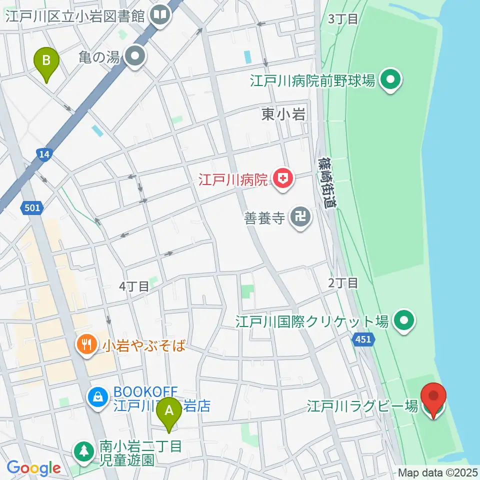 江戸川ラグビー場周辺のホテル一覧地図