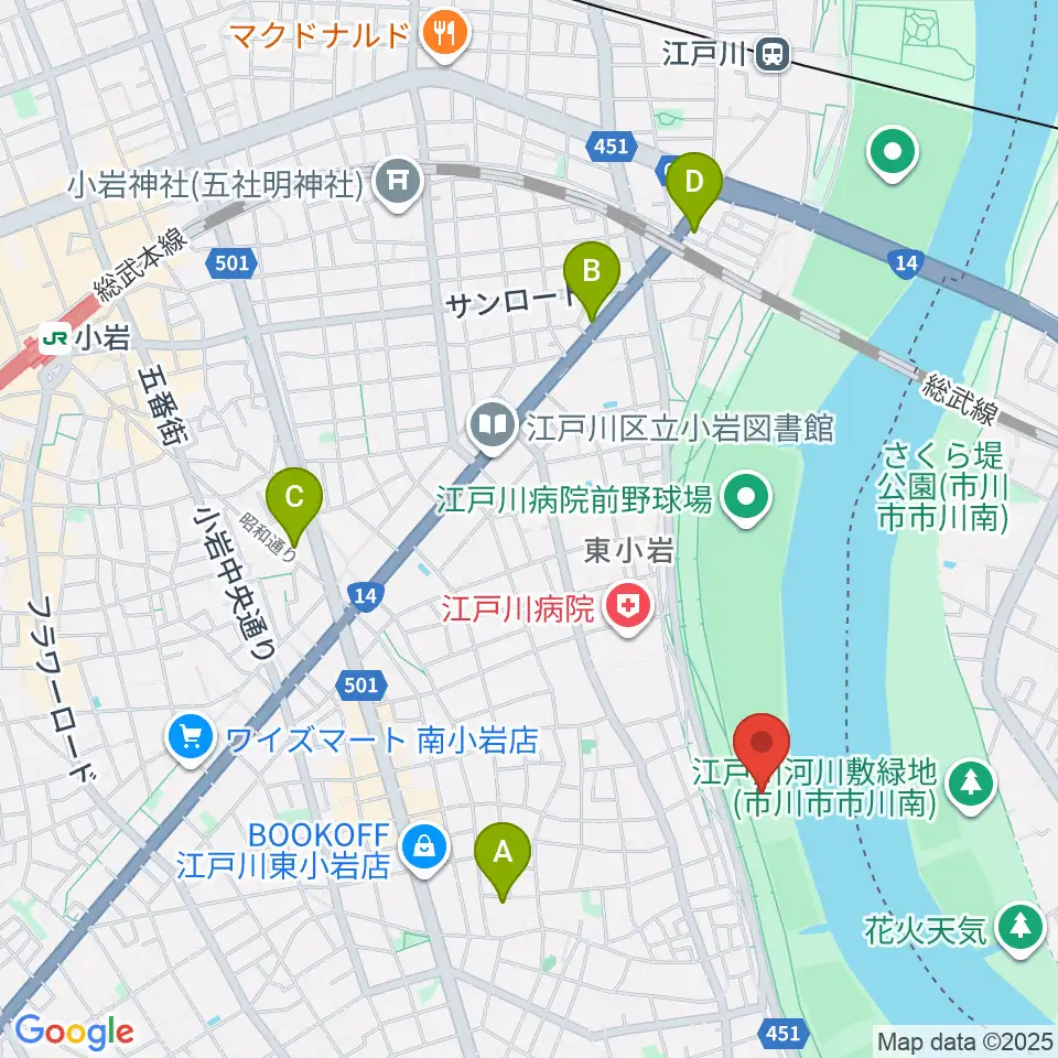 江戸川病院前スポーツ広場周辺のホテル一覧地図