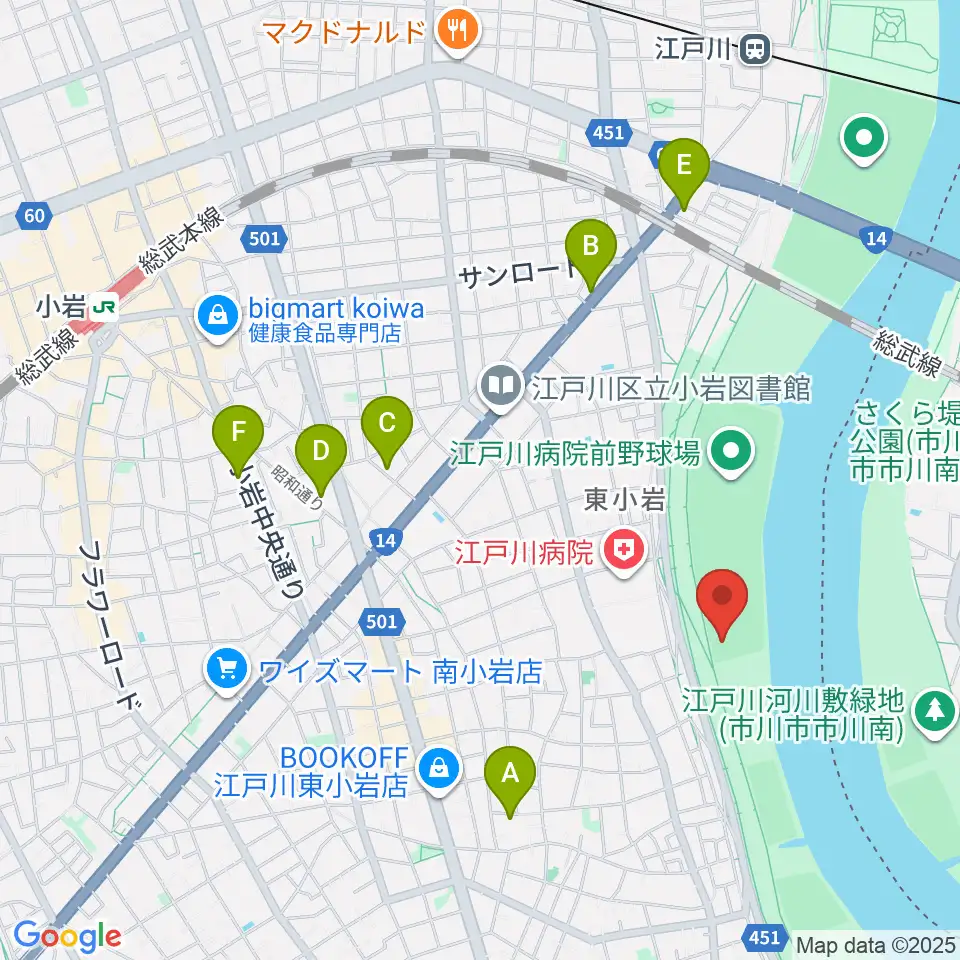 東小岩少年野球場周辺のホテル一覧地図