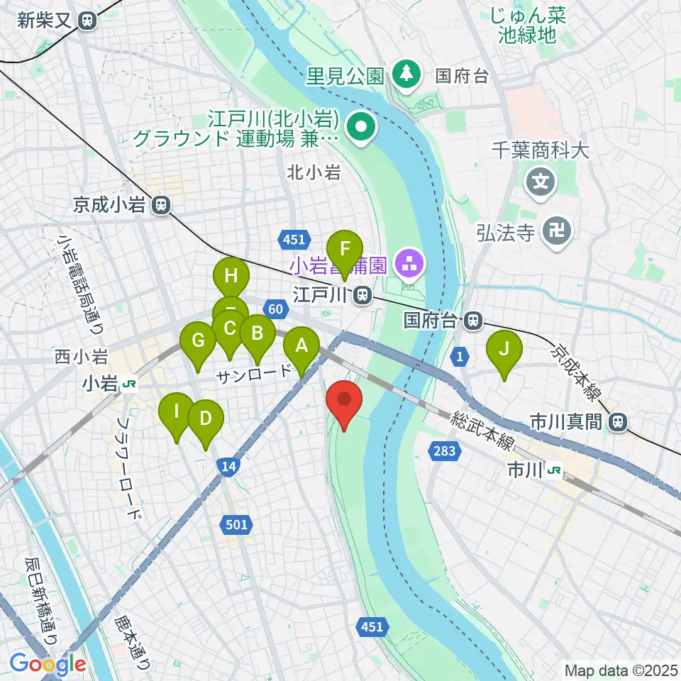 江戸川病院前野球場周辺のホテル一覧地図