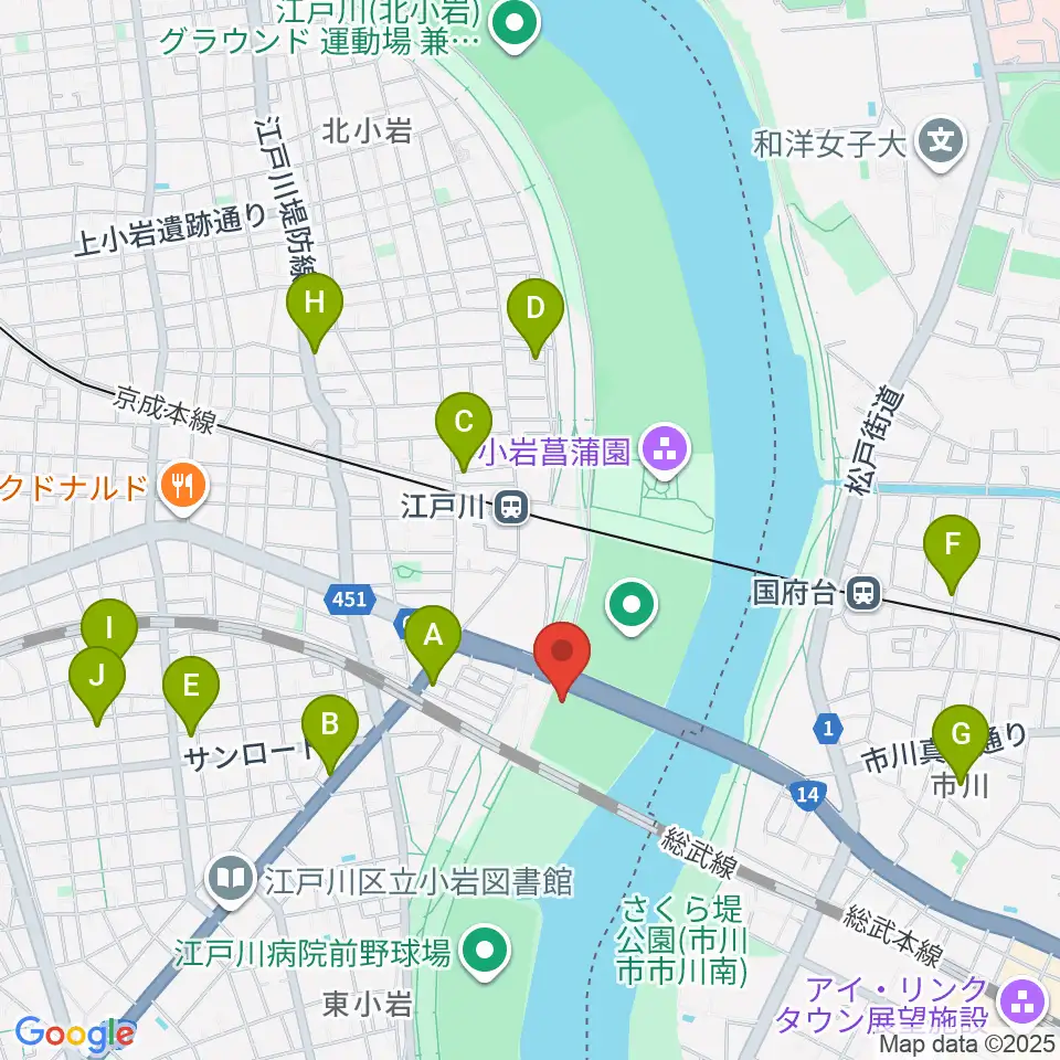 北小岩少年野球場周辺のホテル一覧地図