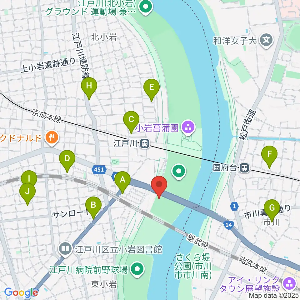 北小岩少年野球場周辺のホテル一覧地図