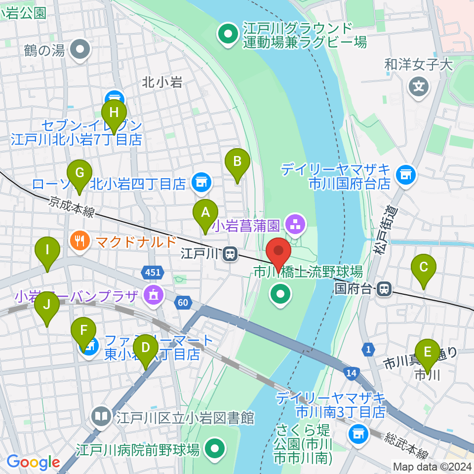 江戸川ソフトボール場周辺のホテル一覧地図