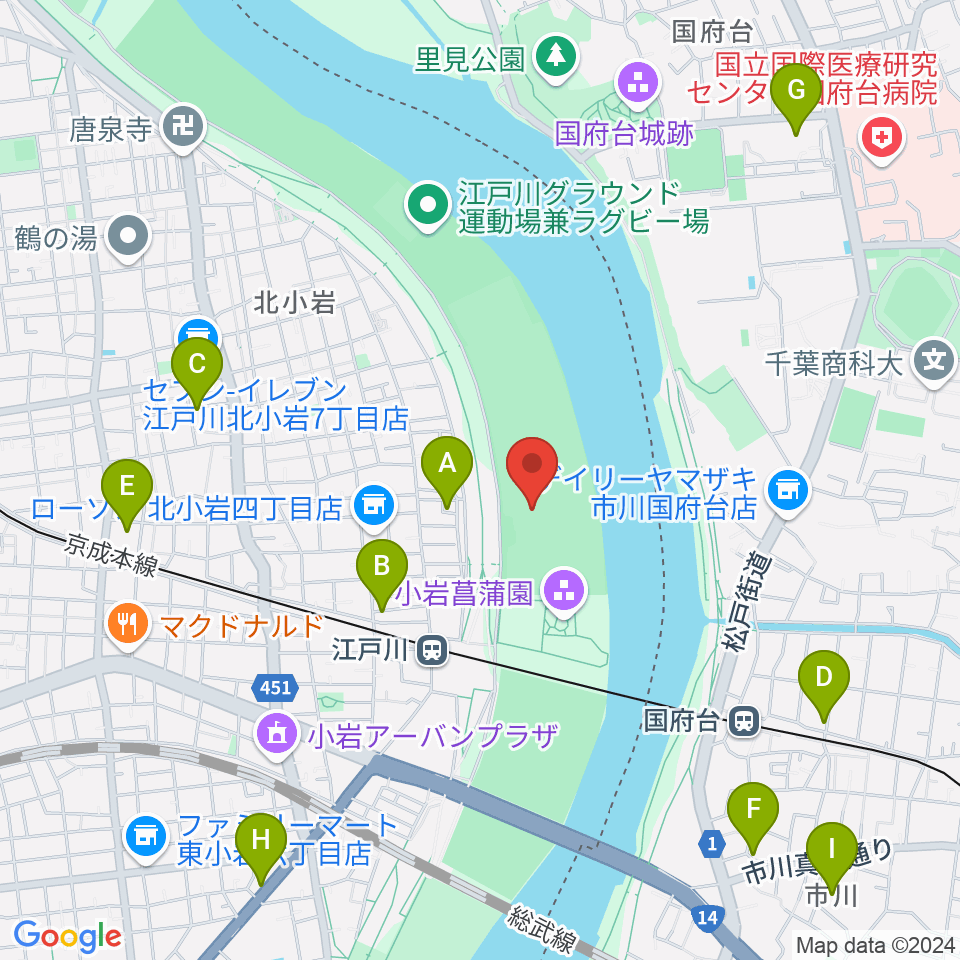 京成鉄橋上流野球場周辺のホテル一覧地図