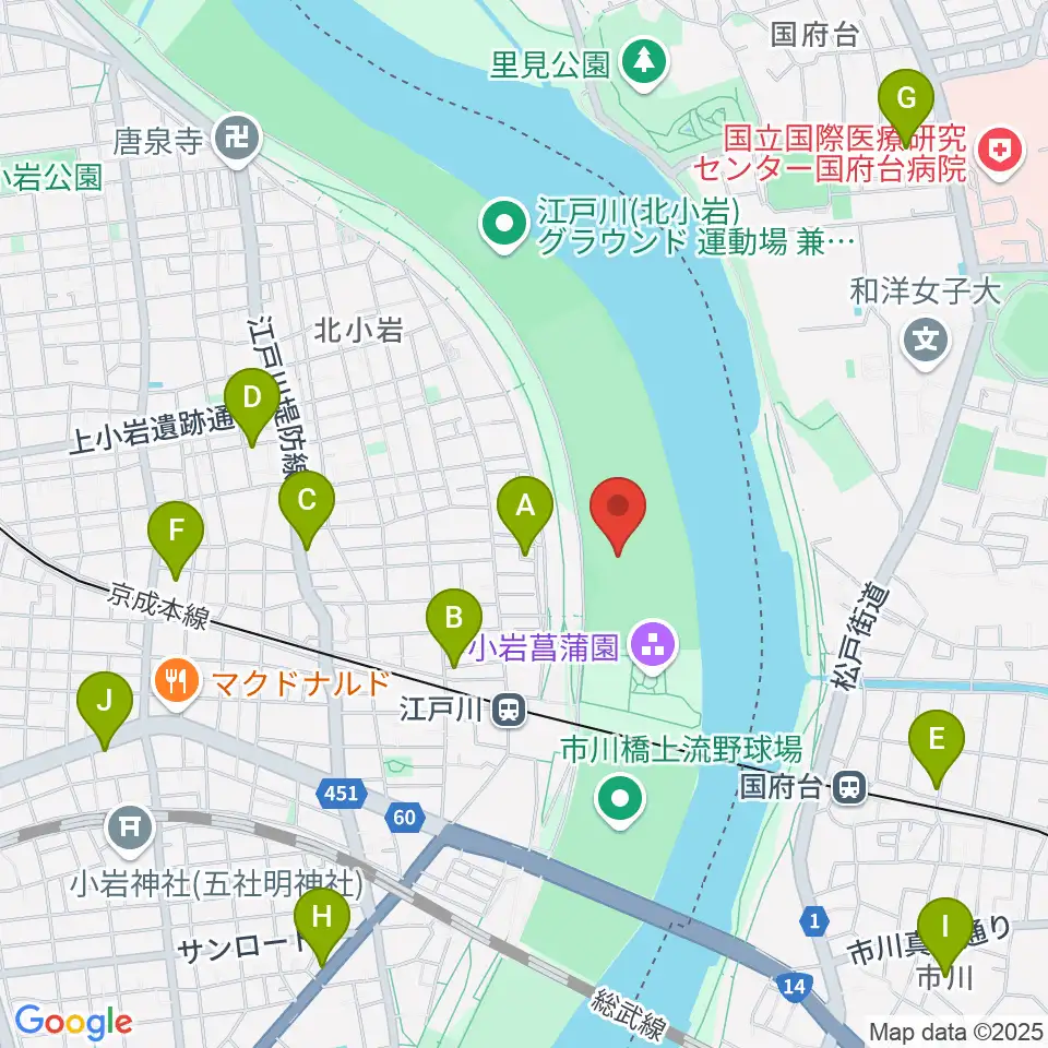 京成鉄橋上流野球場周辺のホテル一覧地図
