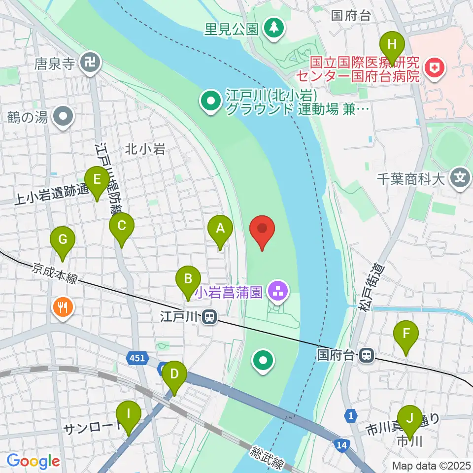 京成鉄橋上流野球場周辺のホテル一覧地図
