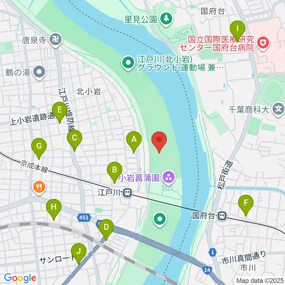 京成鉄橋上流野球場周辺のホテル一覧地図