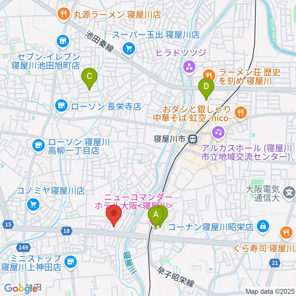 ミュージックワークス周辺のホテル一覧地図