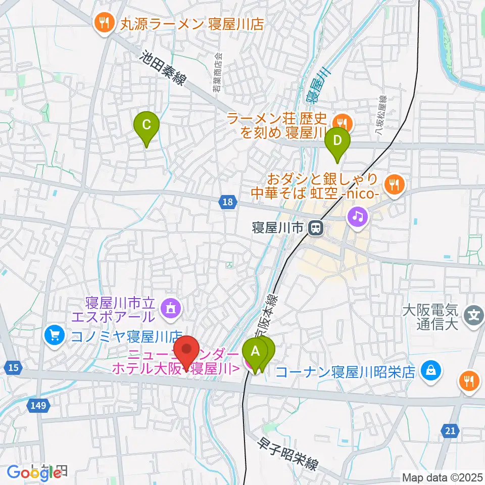 ミュージックワークス周辺のホテル一覧地図