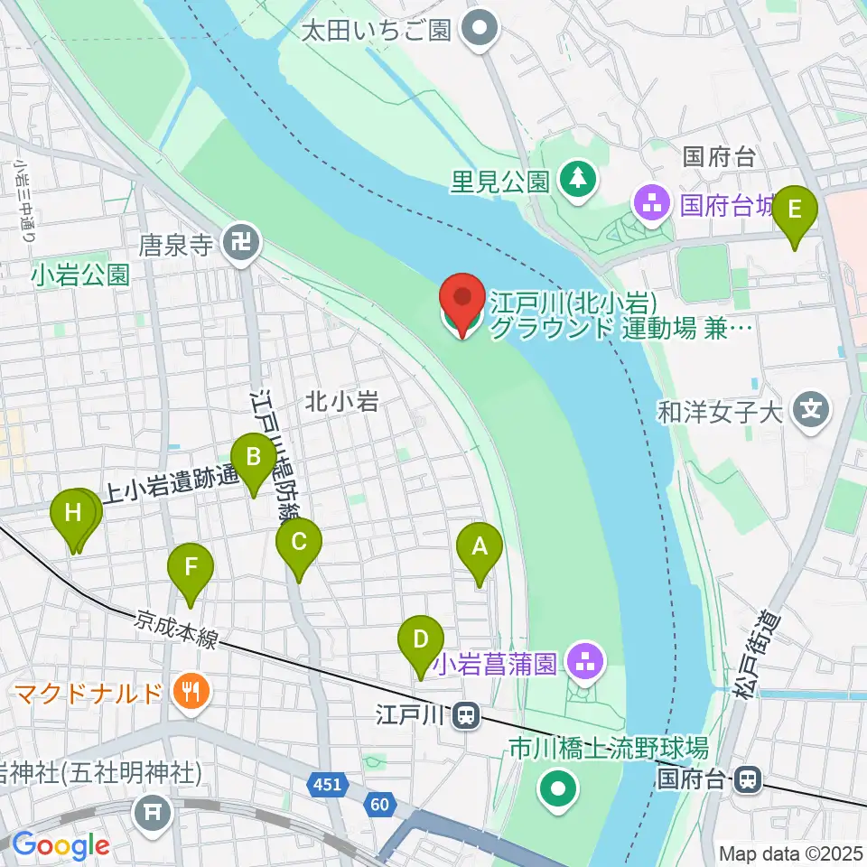 江戸川運動場兼ラグビー場周辺のホテル一覧地図