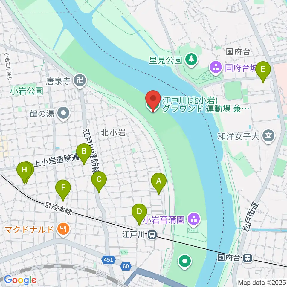 江戸川運動場兼ラグビー場周辺のホテル一覧地図