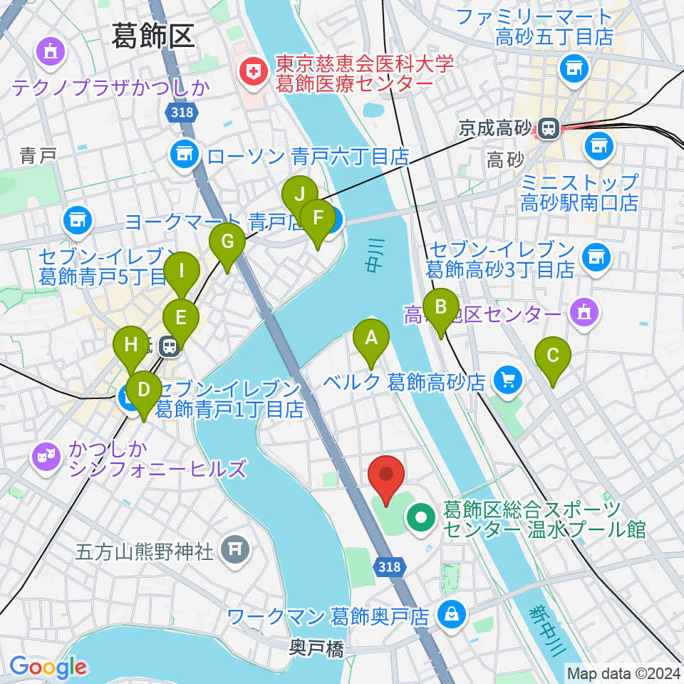 奥戸総合スポーツセンター野球場周辺のホテル一覧地図