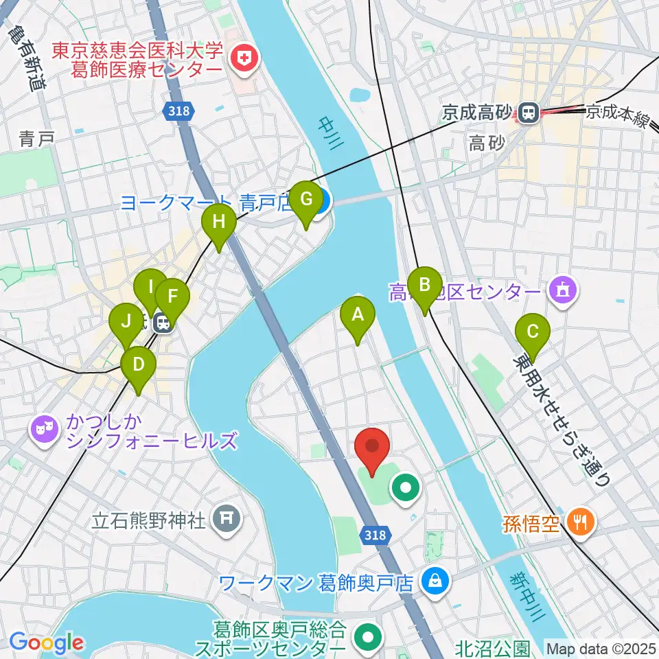 奥戸総合スポーツセンター野球場周辺のホテル一覧地図
