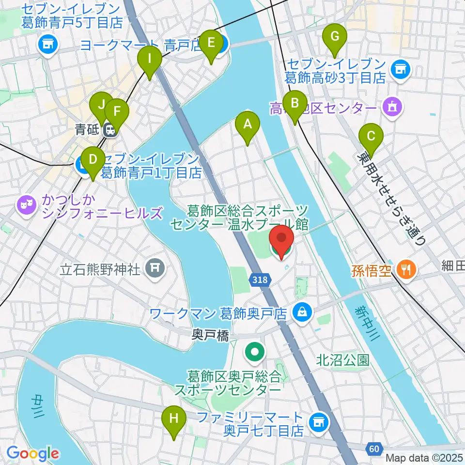 奥戸総合スポーツセンター温水プール館周辺のホテル一覧地図