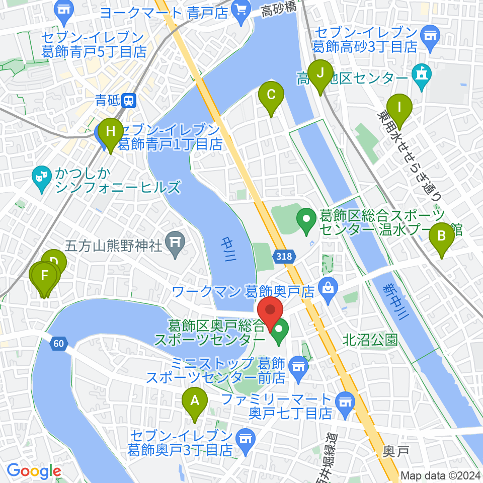 奥戸総合スポーツセンター体育館周辺のホテル一覧地図