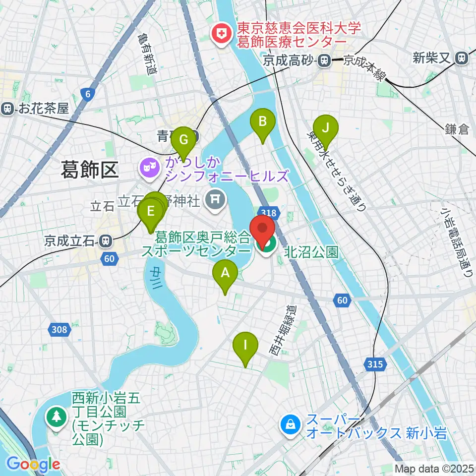 奥戸総合スポーツセンター体育館周辺のホテル一覧地図