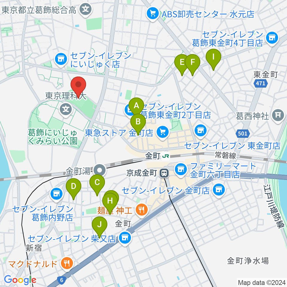 葛飾にいじゅくみらい公園運動場周辺のホテル一覧地図