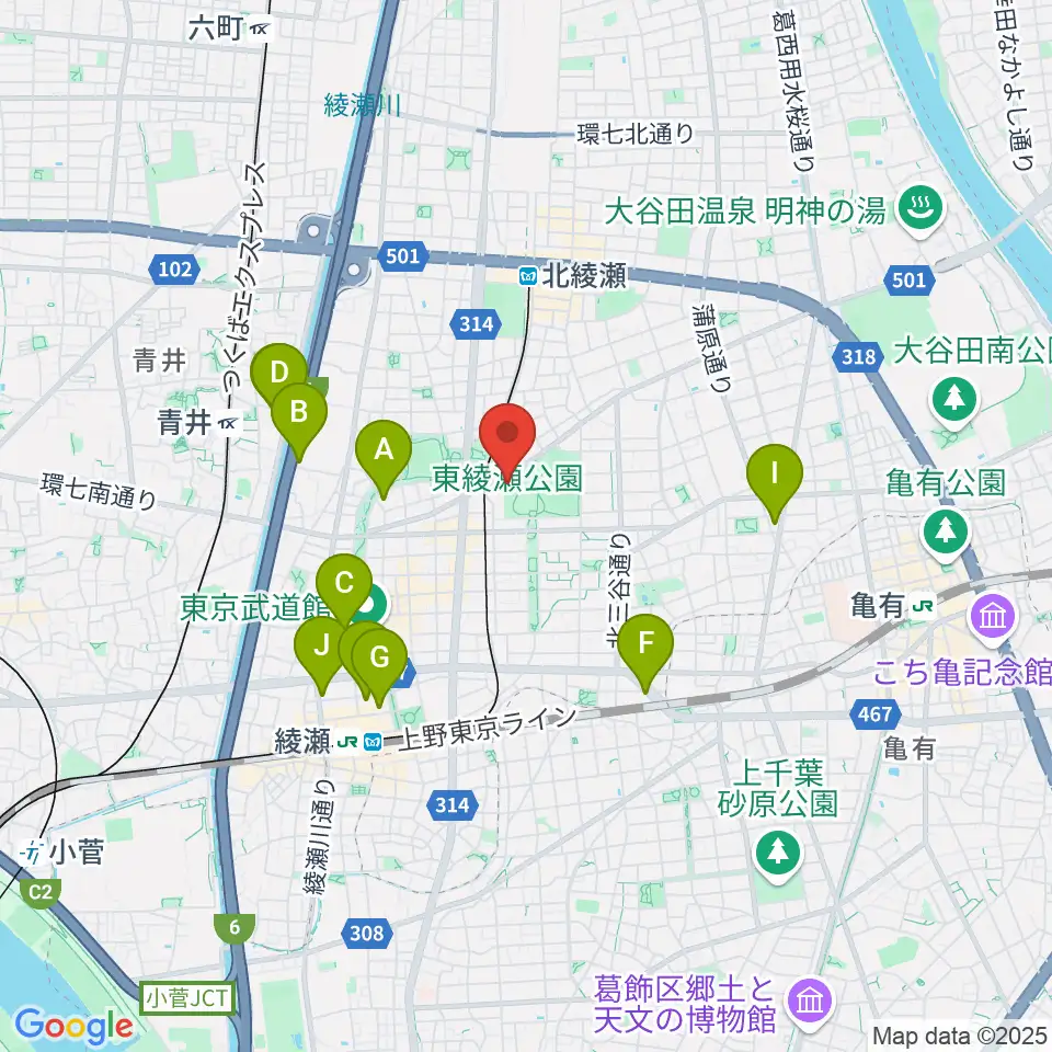 東綾瀬公園温水プール周辺のホテル一覧地図