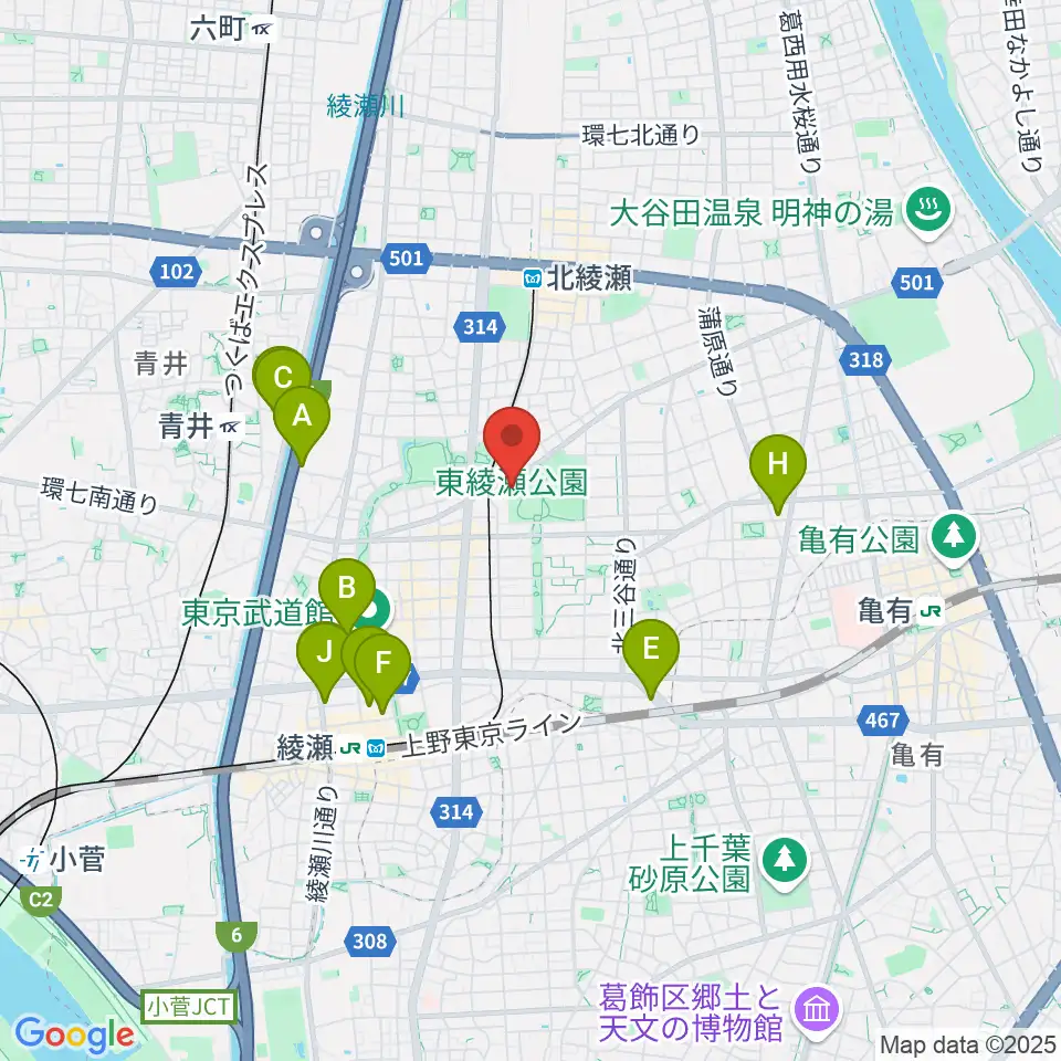 東綾瀬公園温水プール周辺のホテル一覧地図