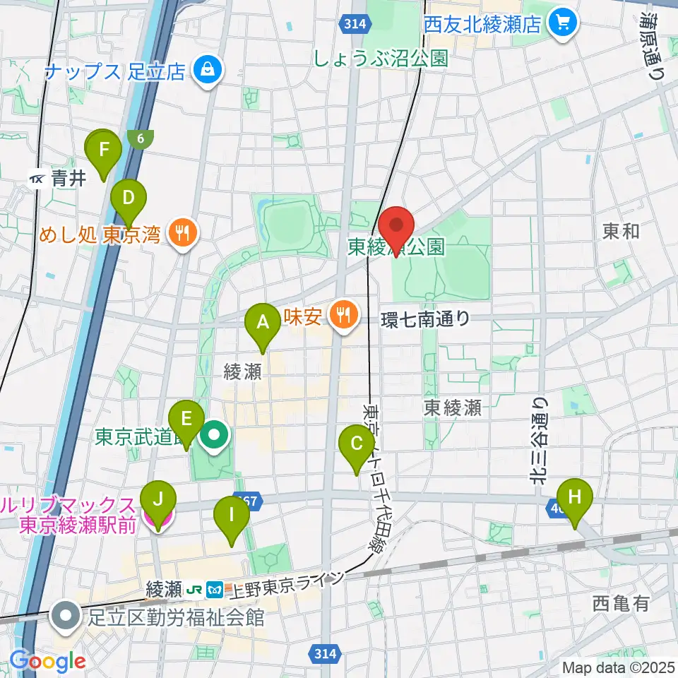 東綾瀬公園温水プール周辺のホテル一覧地図