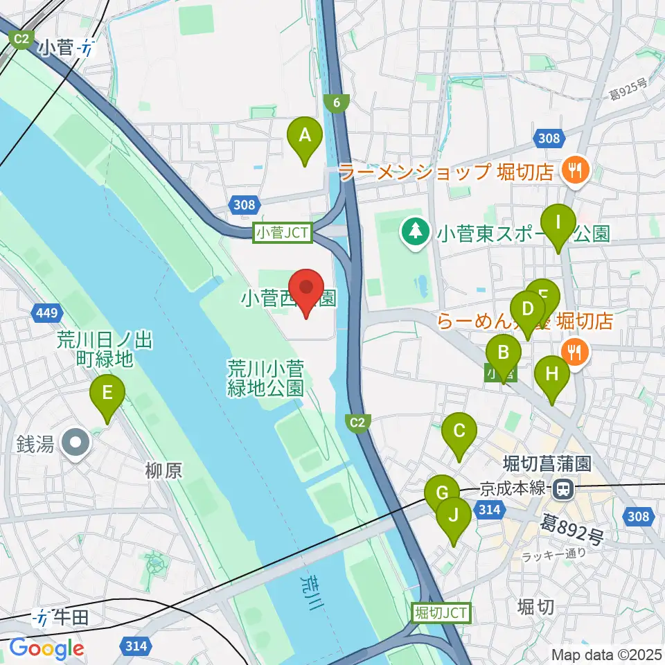 小菅西公園フットサル場周辺のホテル一覧地図