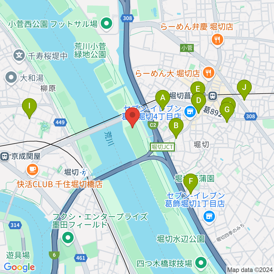 堀切橋少年野球場周辺のホテル一覧地図