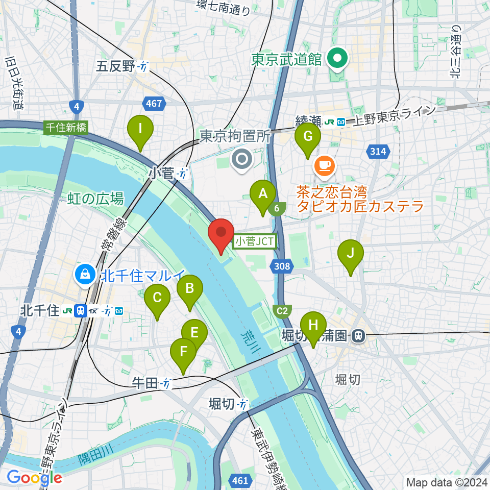 荒川小菅野球場周辺のホテル一覧地図