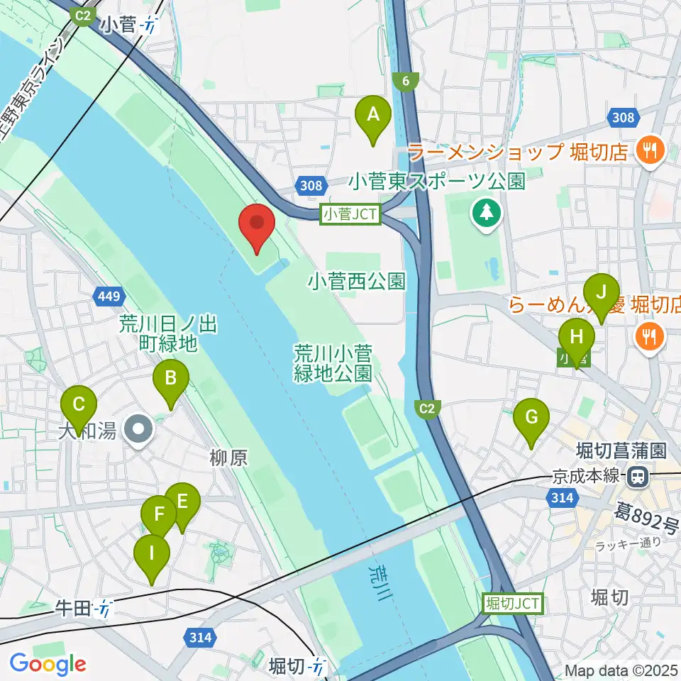 荒川小菅野球場周辺のホテル一覧地図