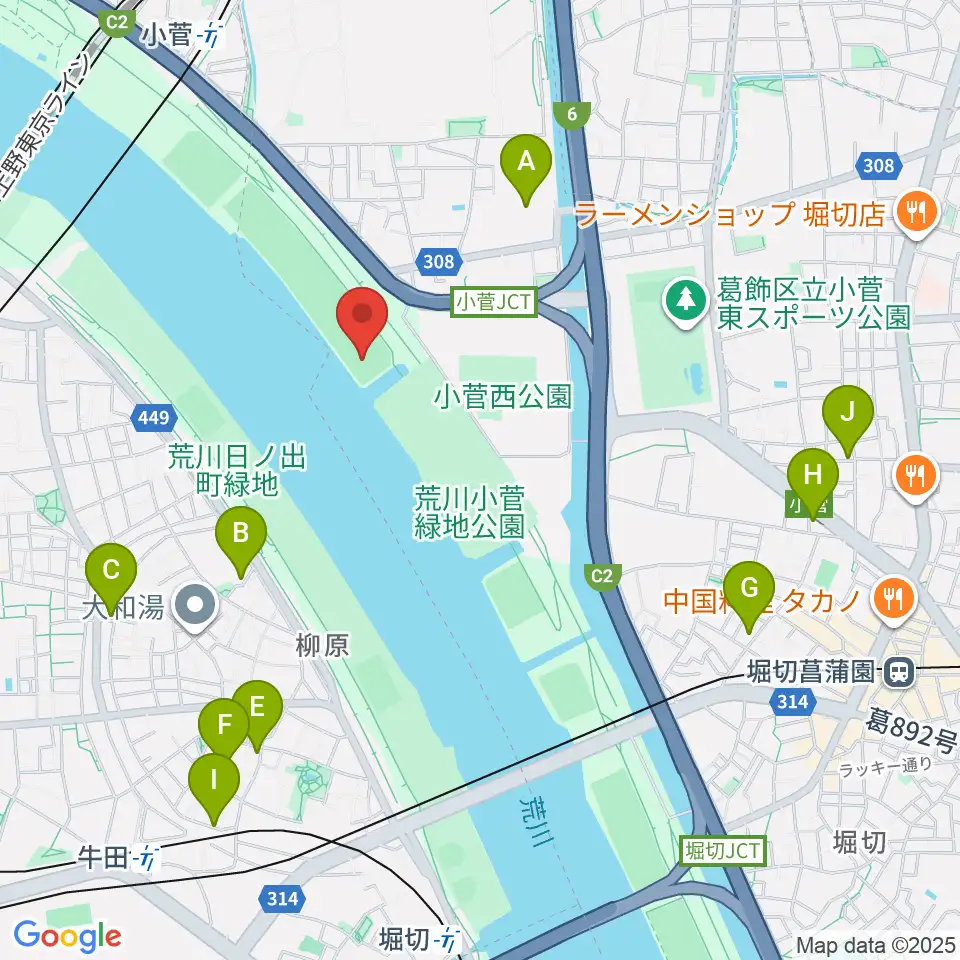 荒川小菅野球場周辺のホテル一覧地図