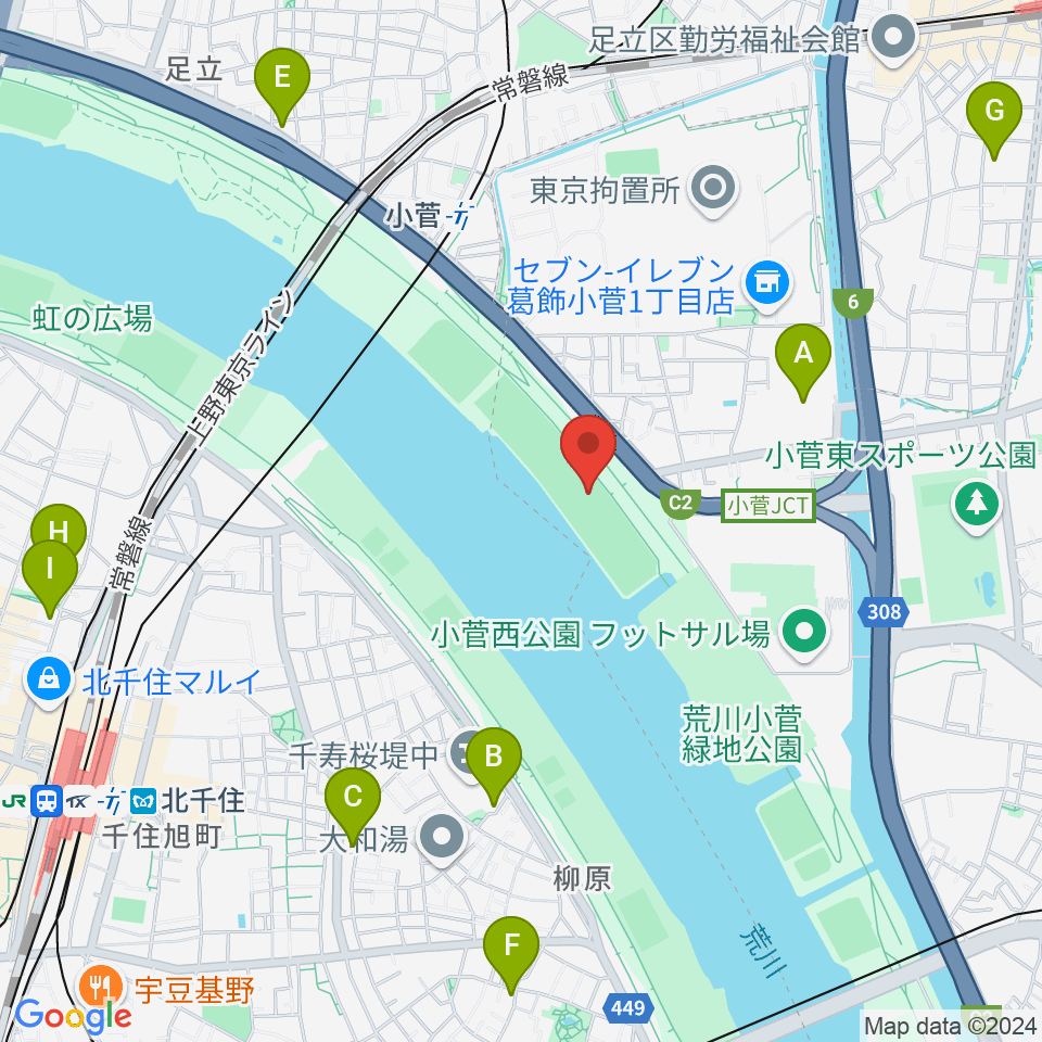 荒川小菅少年野球場周辺のホテル一覧地図