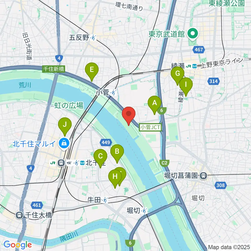 荒川小菅少年野球場周辺のホテル一覧地図