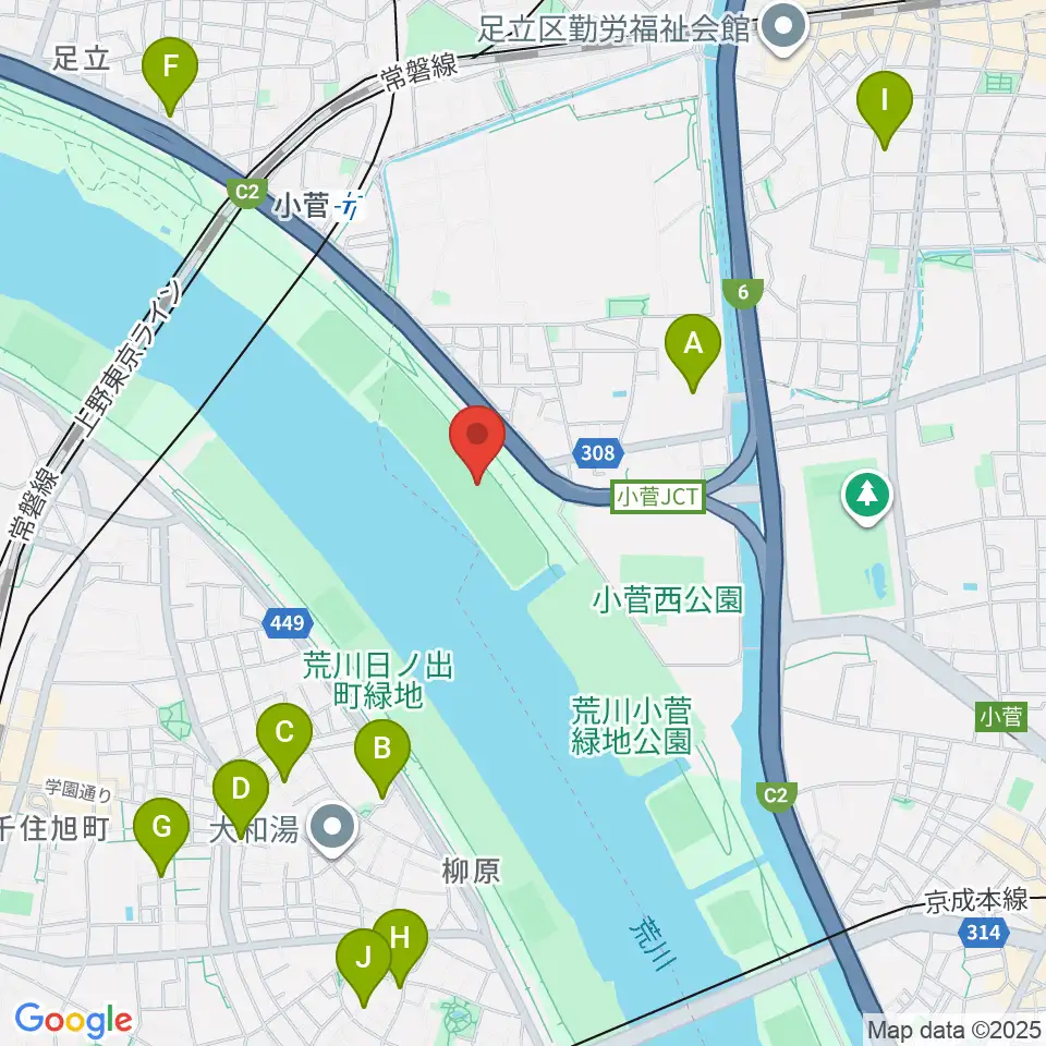 荒川小菅少年野球場周辺のホテル一覧地図