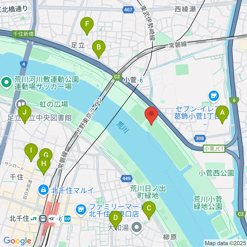 荒川小菅球技場周辺のホテル一覧地図