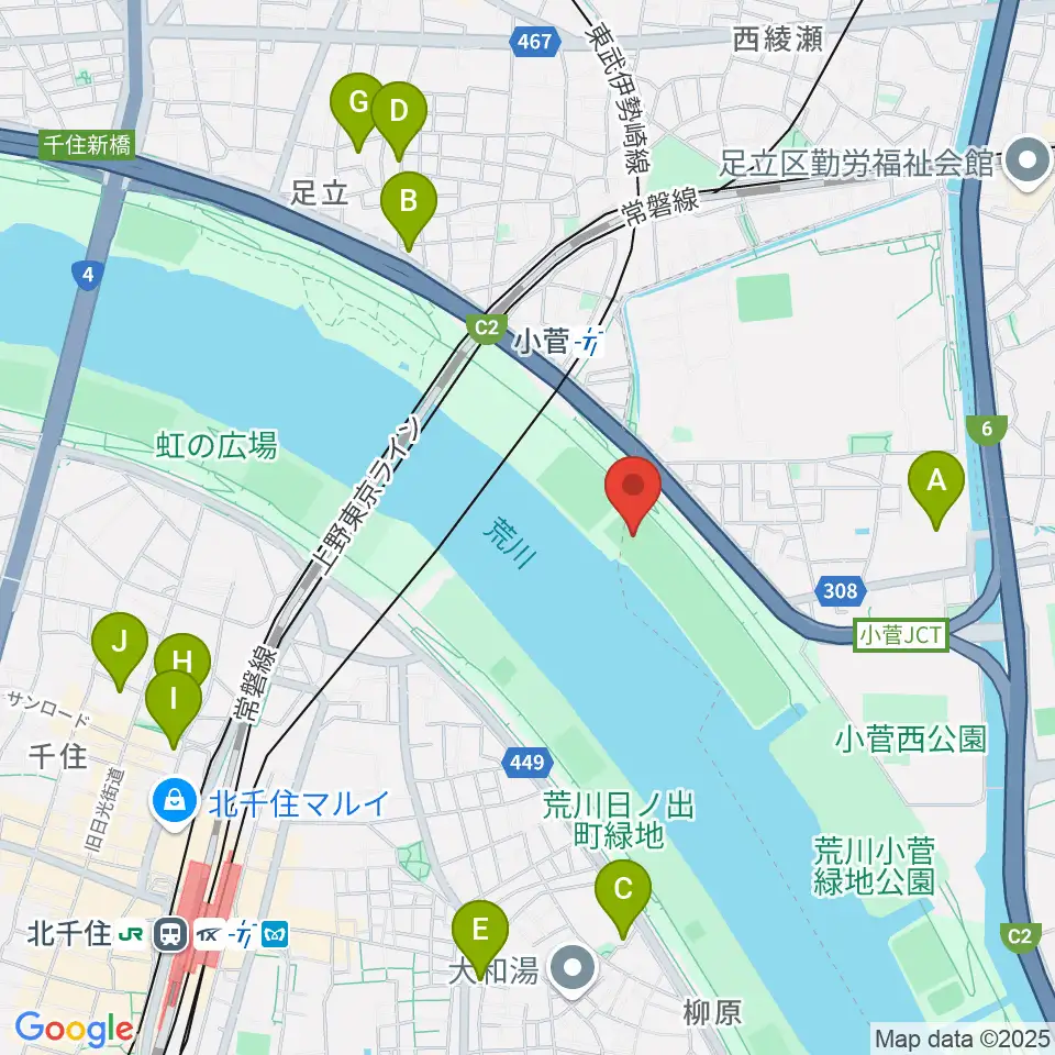 荒川小菅球技場周辺のホテル一覧地図
