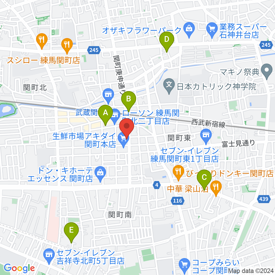 サウンドショット武蔵関店周辺のホテル一覧地図