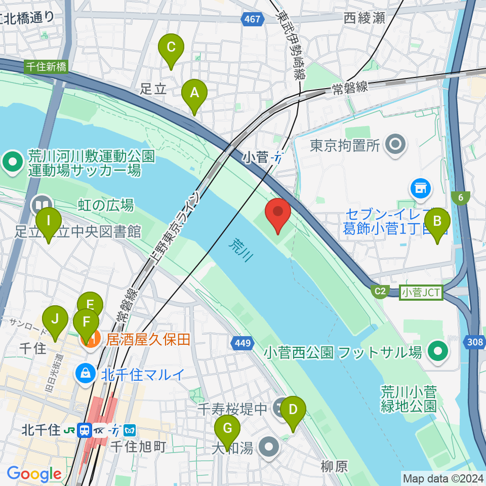 五反野野球場周辺のホテル一覧地図