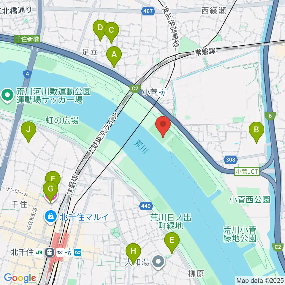 五反野野球場周辺のホテル一覧地図