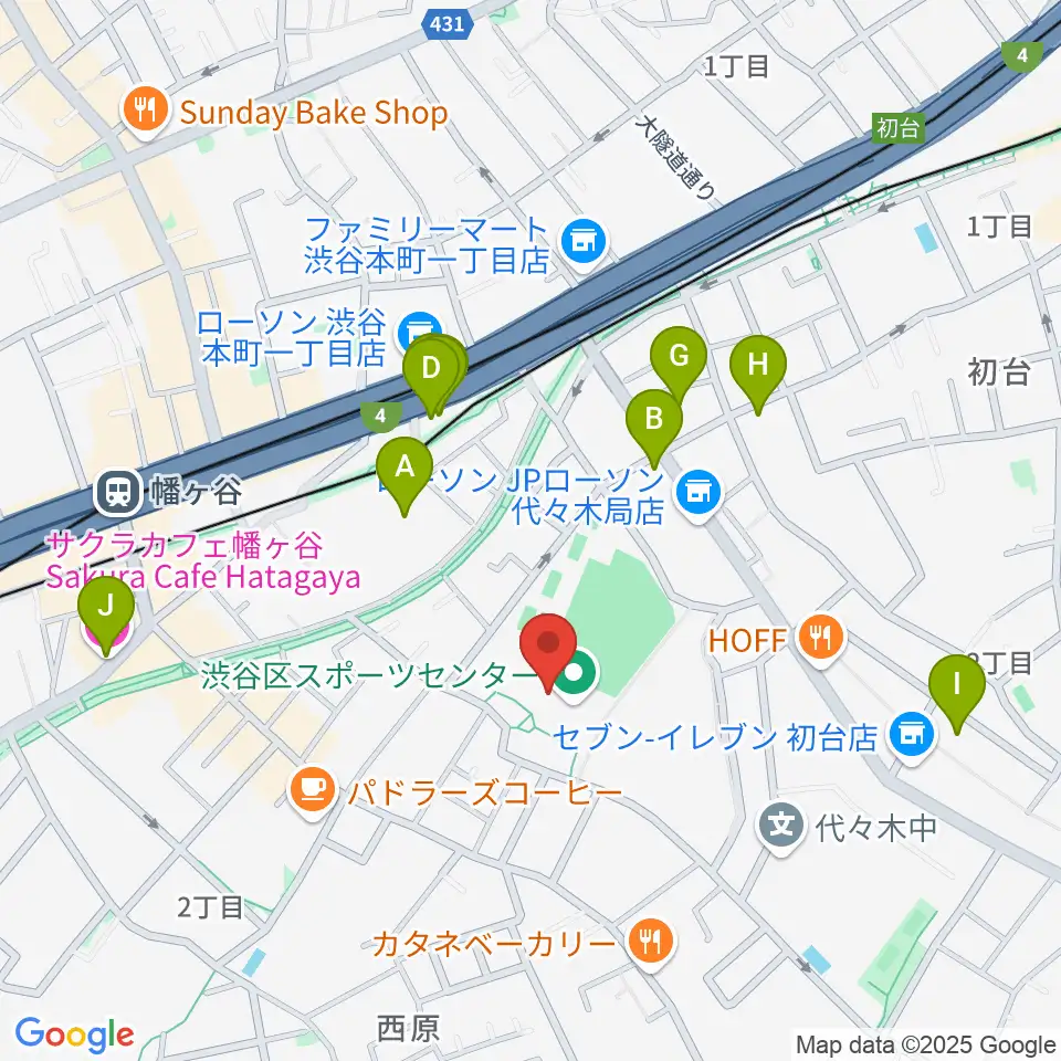 渋谷区スポーツセンター運動場周辺のホテル一覧地図