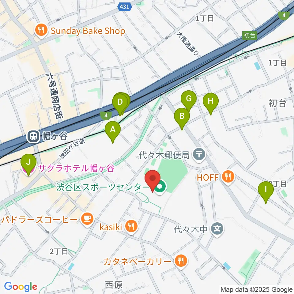 渋谷区スポーツセンター運動場周辺のホテル一覧地図