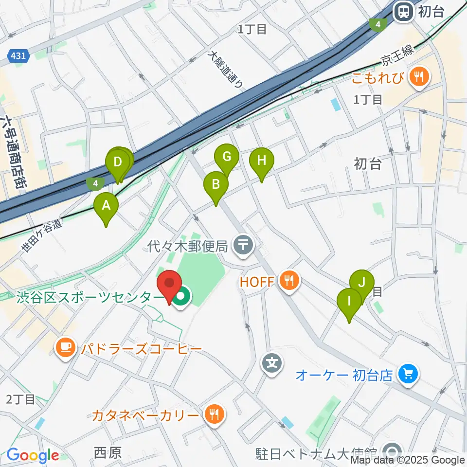 渋谷区スポーツセンター運動場周辺のホテル一覧地図