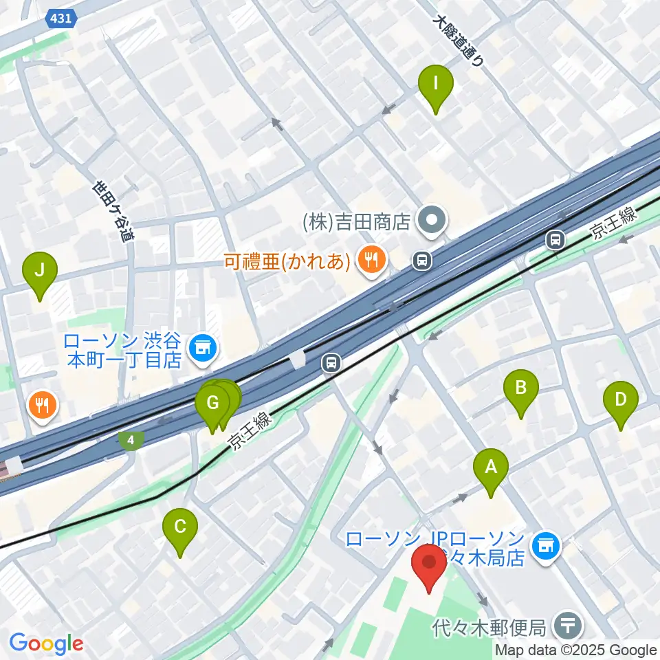 渋谷区スポーツセンターフットサル場周辺のホテル一覧地図