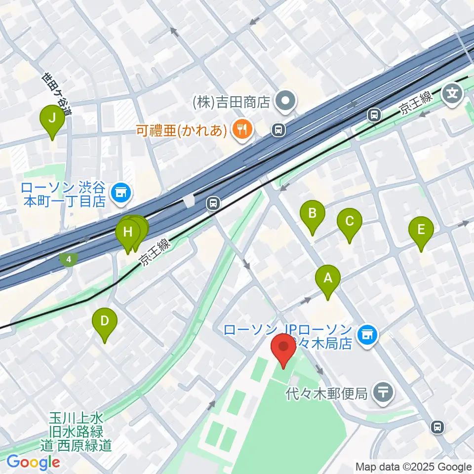 渋谷区スポーツセンターフットサル場周辺のホテル一覧地図