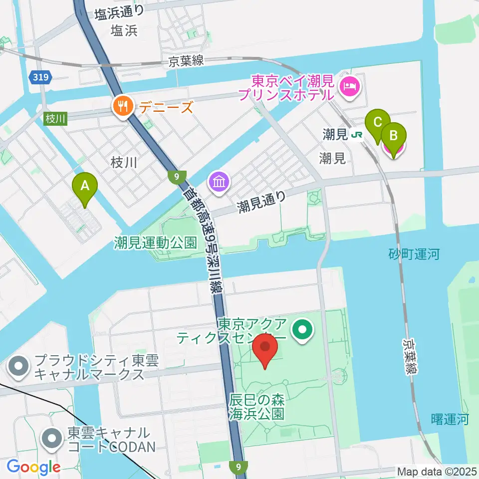 辰巳の森海浜公園少年広場周辺のホテル一覧地図