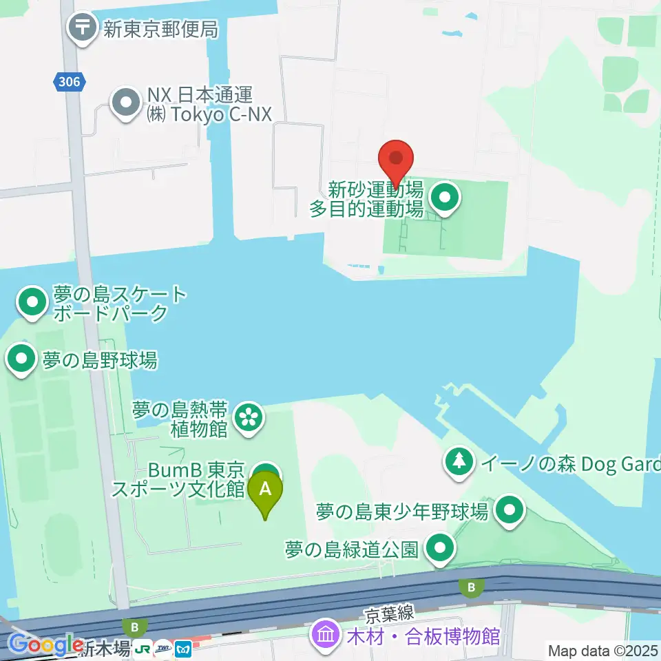 新砂運動場多目的運動場周辺のホテル一覧地図