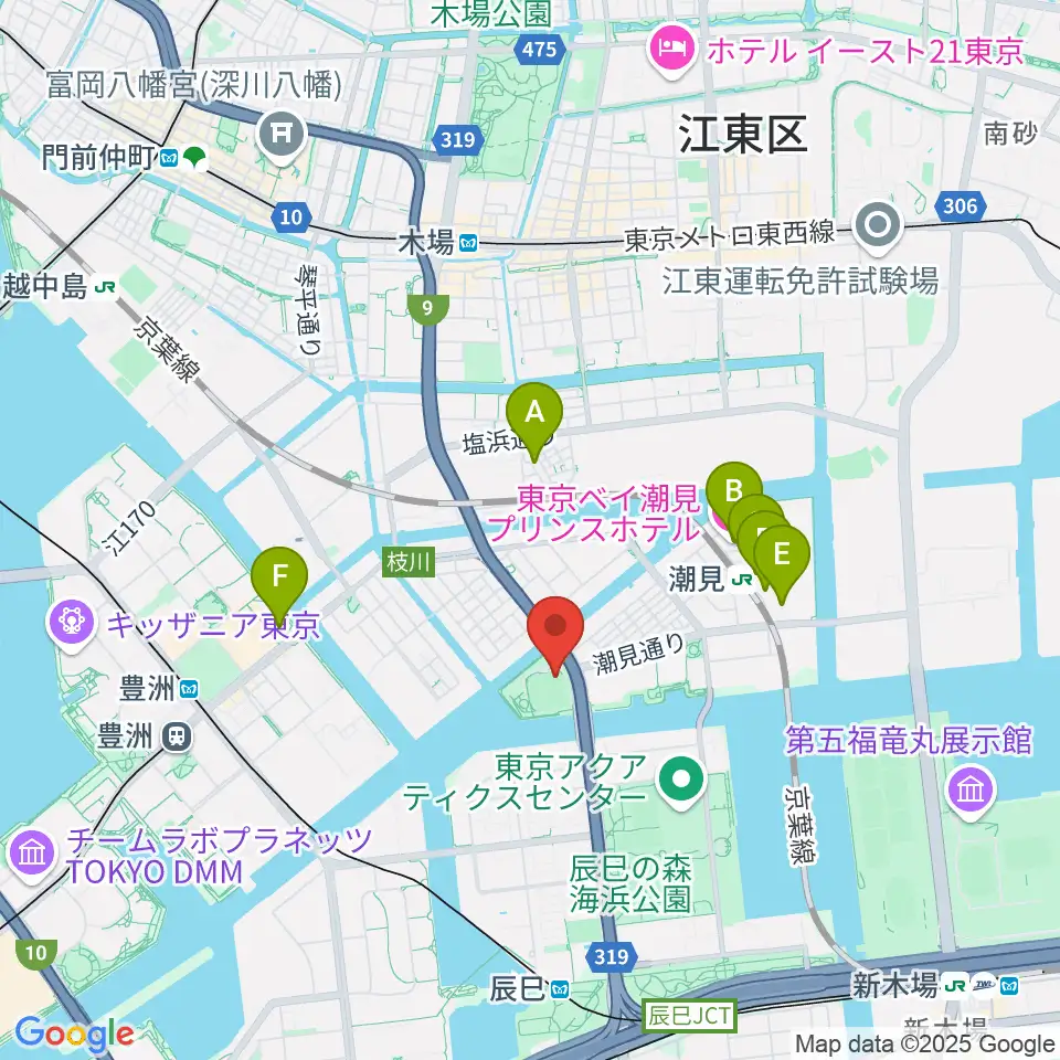 潮見野球場周辺のホテル一覧地図