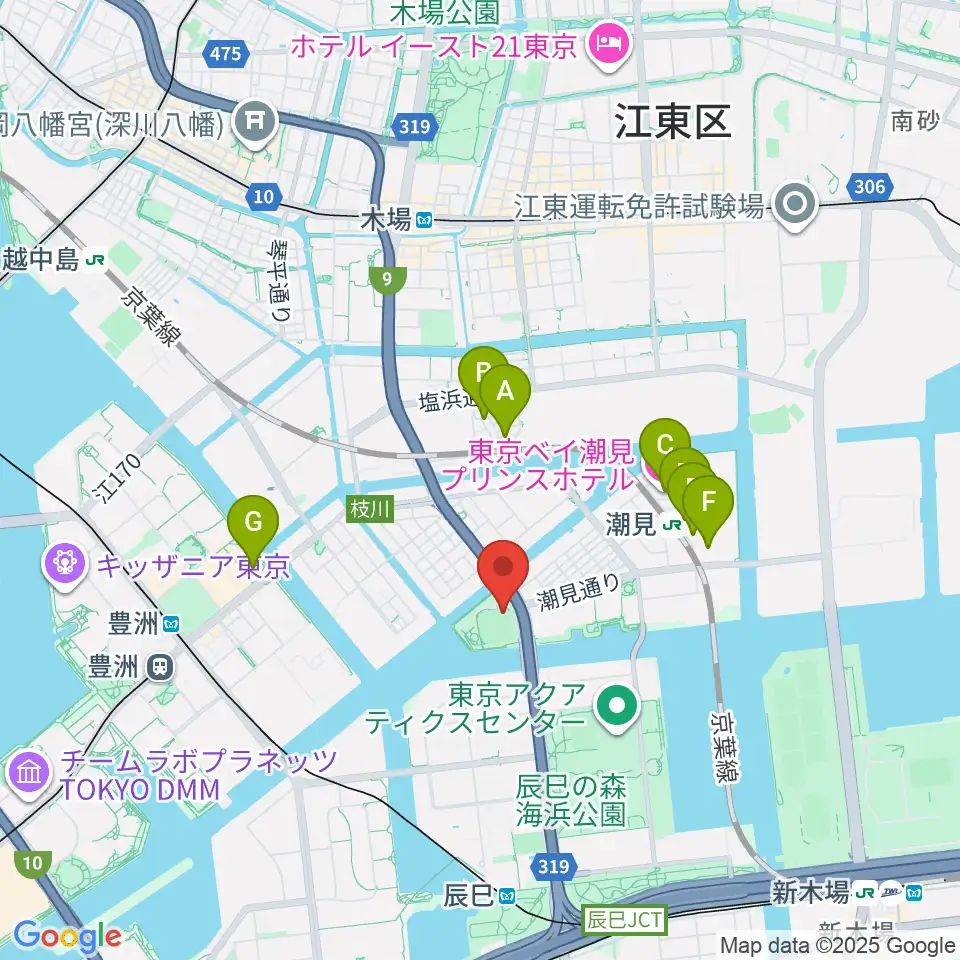 潮見野球場周辺のホテル一覧地図