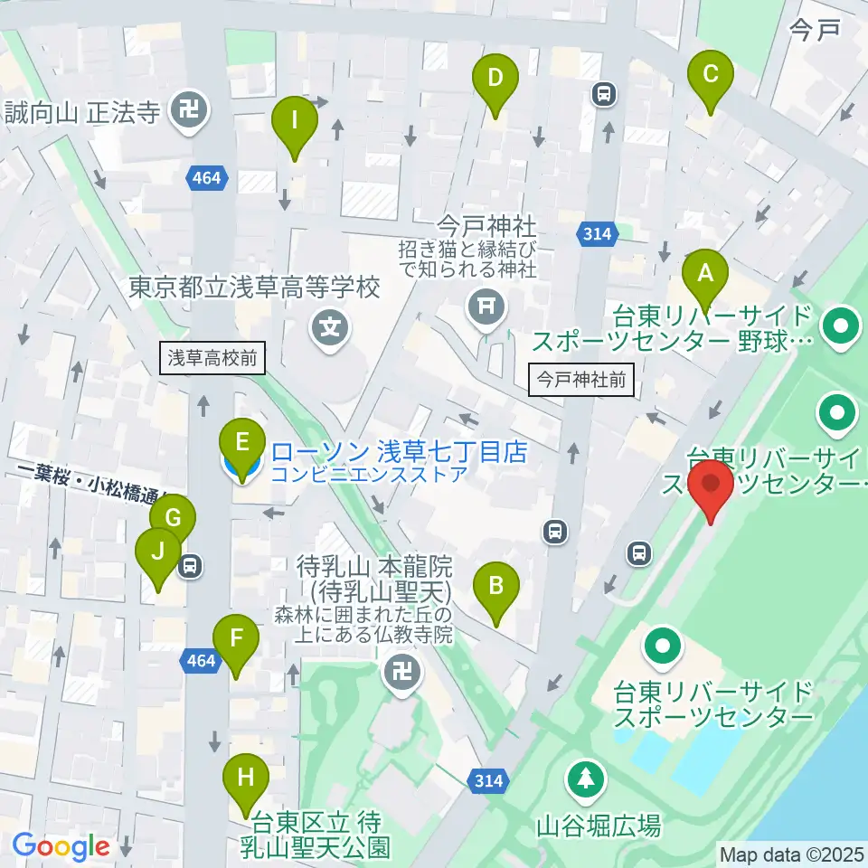 台東リバーサイドスポーツセンター陸上競技場周辺のホテル一覧地図